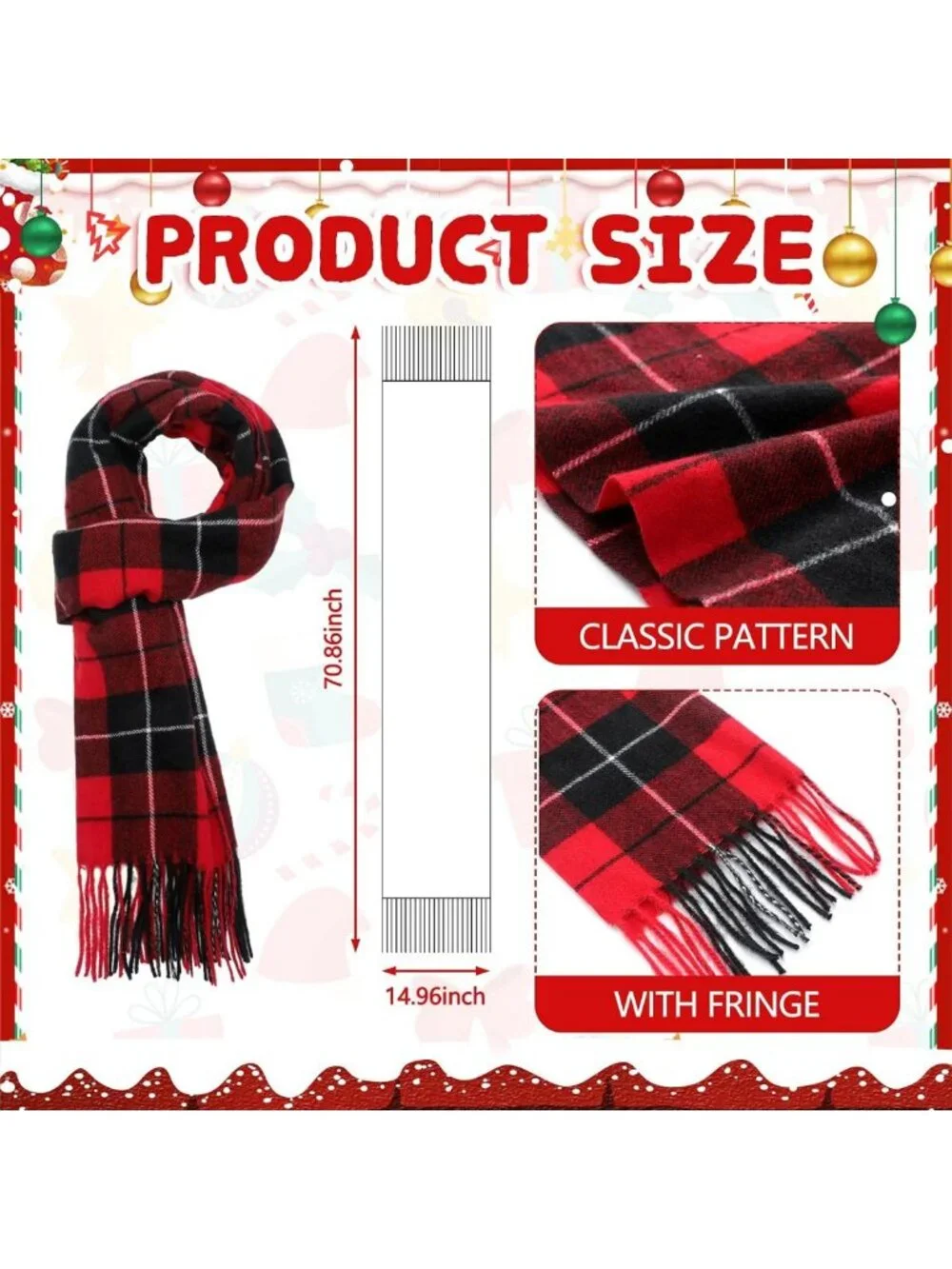 Cozy 6-Pc Christmas Buffalo Plaid Scarves | Faux Tartan Winter Accessories